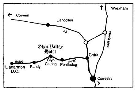 Map to Glyn Valley Hotel